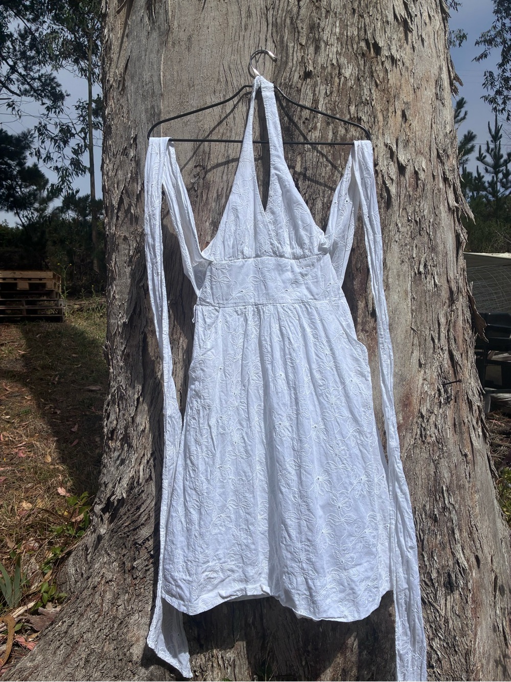 Y2K White Halter Dress